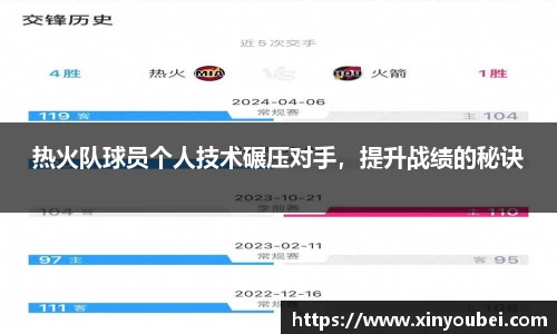 热火队球员个人技术碾压对手，提升战绩的秘诀
